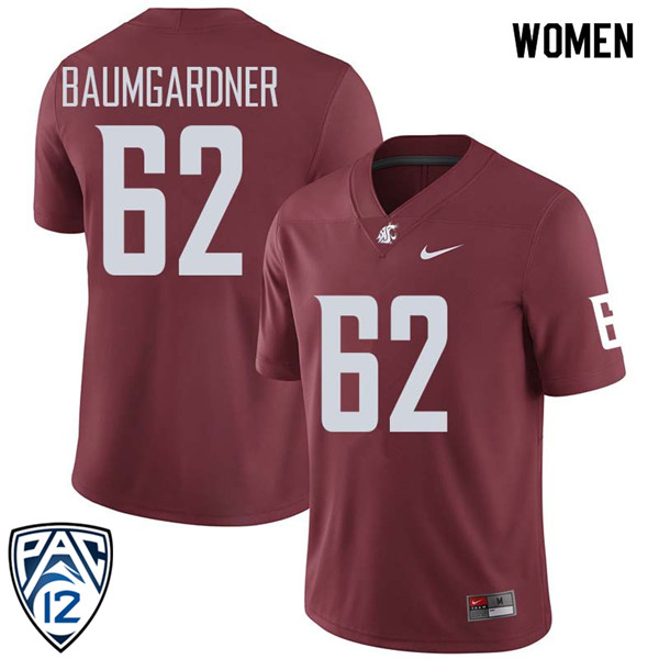 Women #62 Jon Baumgardner Washington State Cougars College Football Jerseys Sale-Crimson